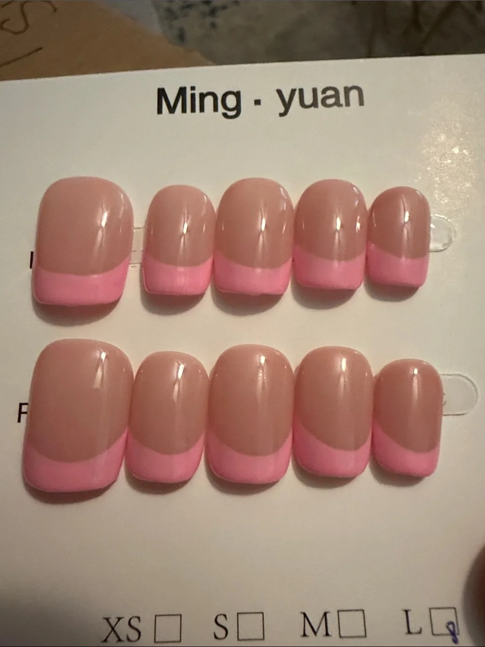Pink glow in the dark French Tip Press-On Nails